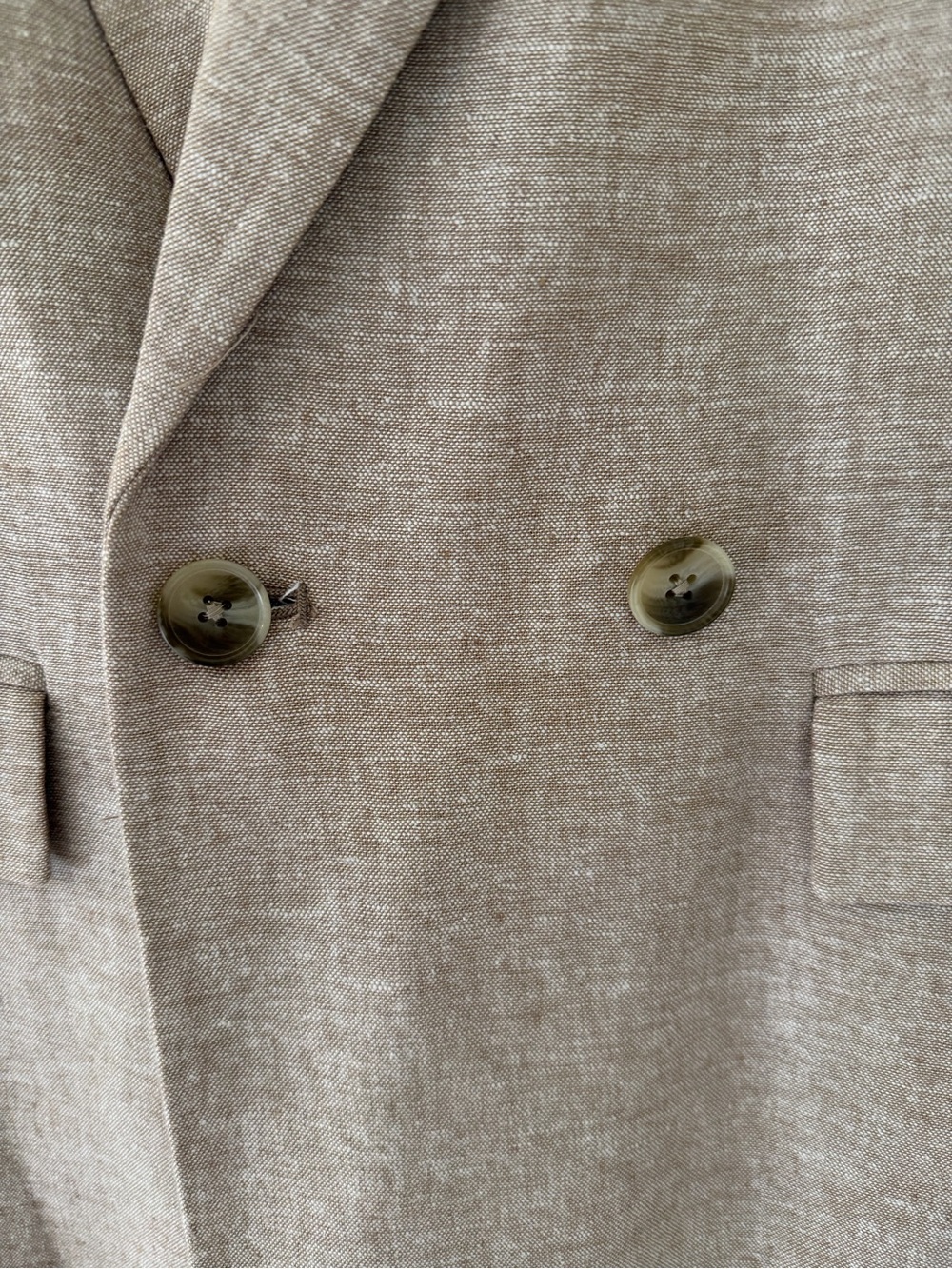 Old Navy Women's Double-Breasted Linen-blend Tan Blazer - Picture 2 of 3